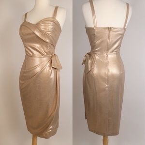 Sexy Retro 1950's Style Wiggle pencil Cocktail Party dress gold lurex